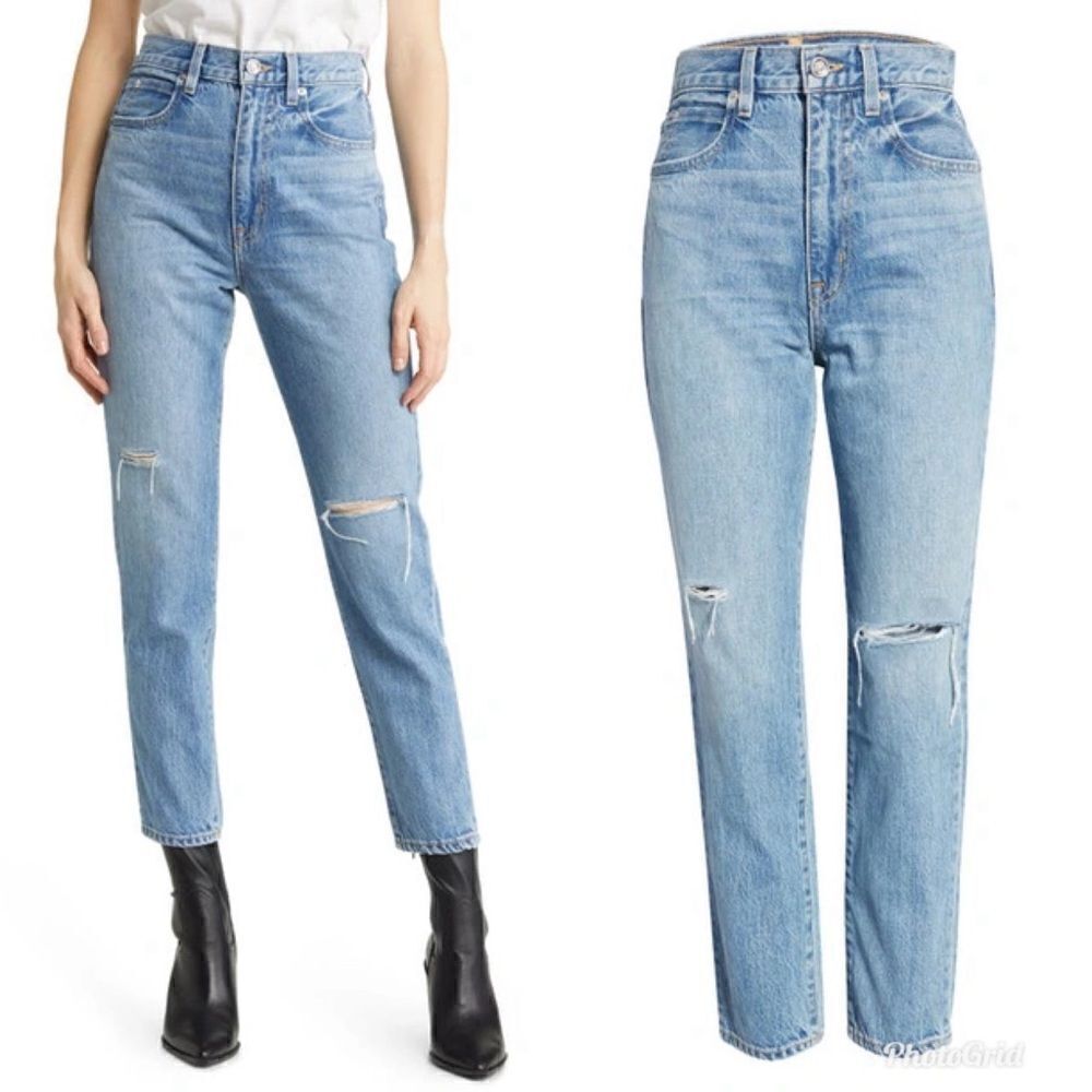 Revolve SLVRLAKE Beatnik High Waist Ankle Straight Leg Jeans sz 27 Rockaway blue